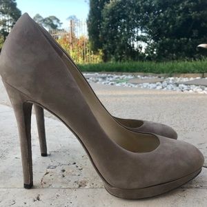 Brian Atwood, suede Nude platform pump heel